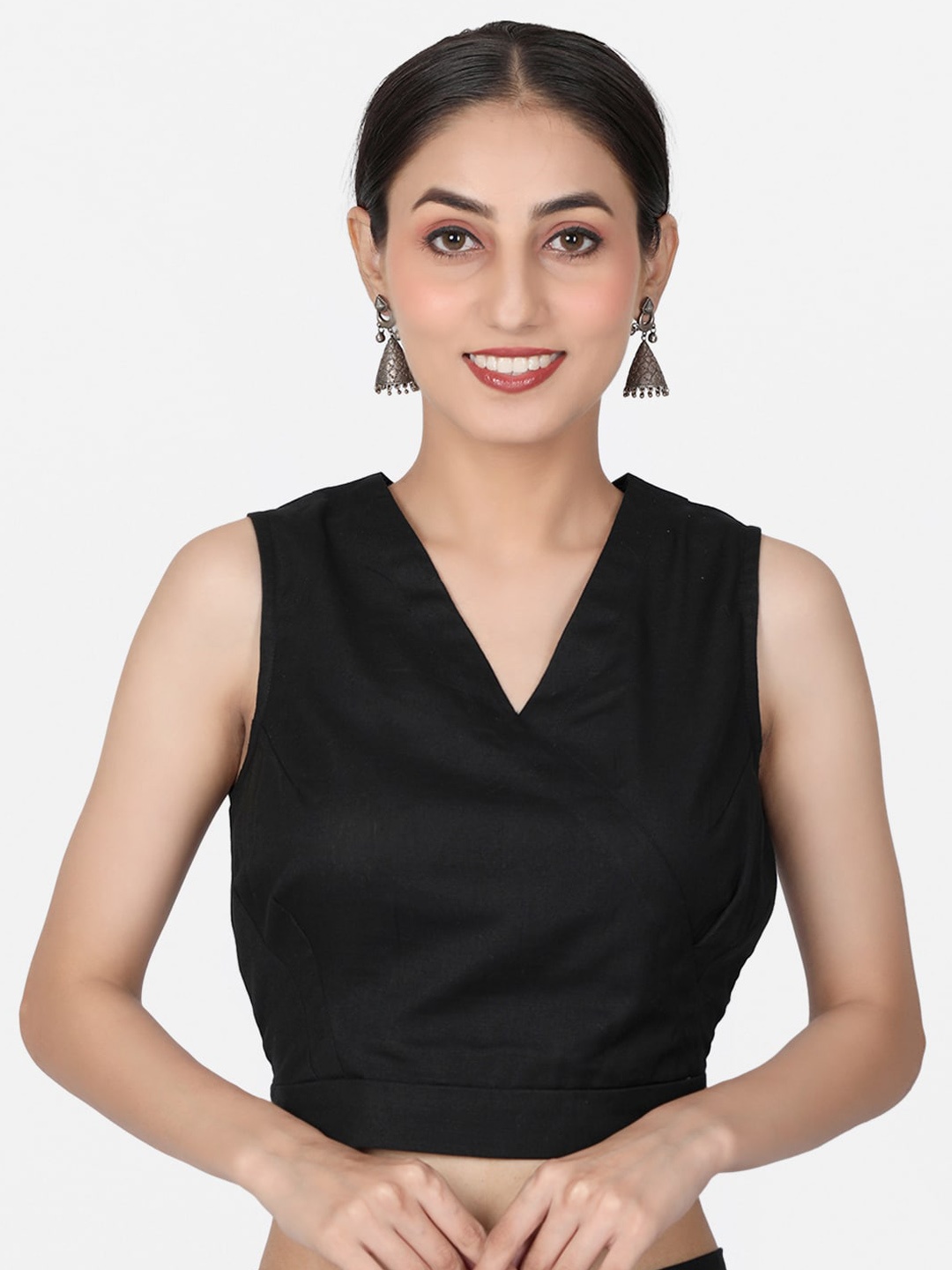 

Llajja Pure Cotton Readymade Saree Blouse, Black