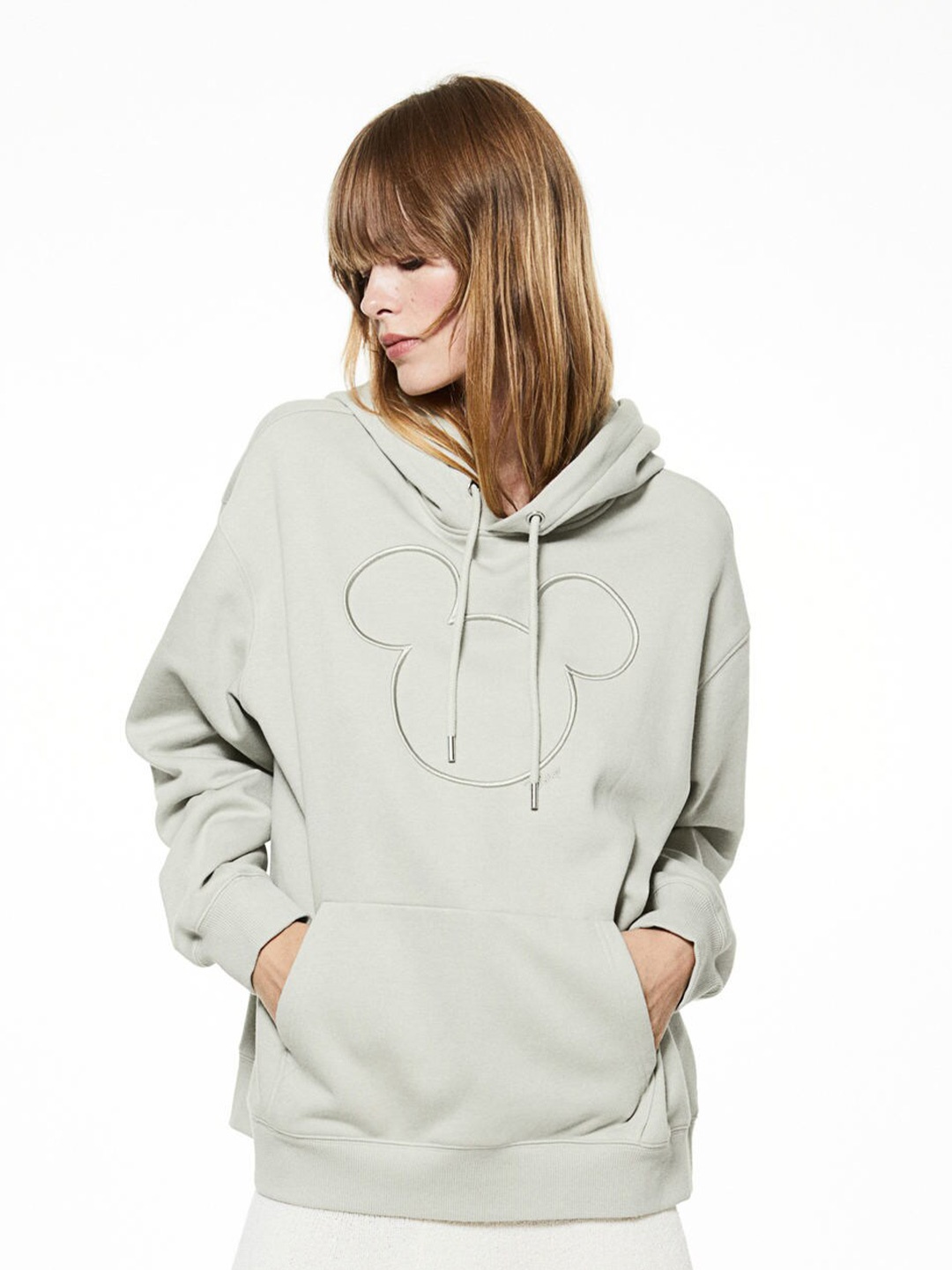 

H&M Motif-Front Hoodie, Green