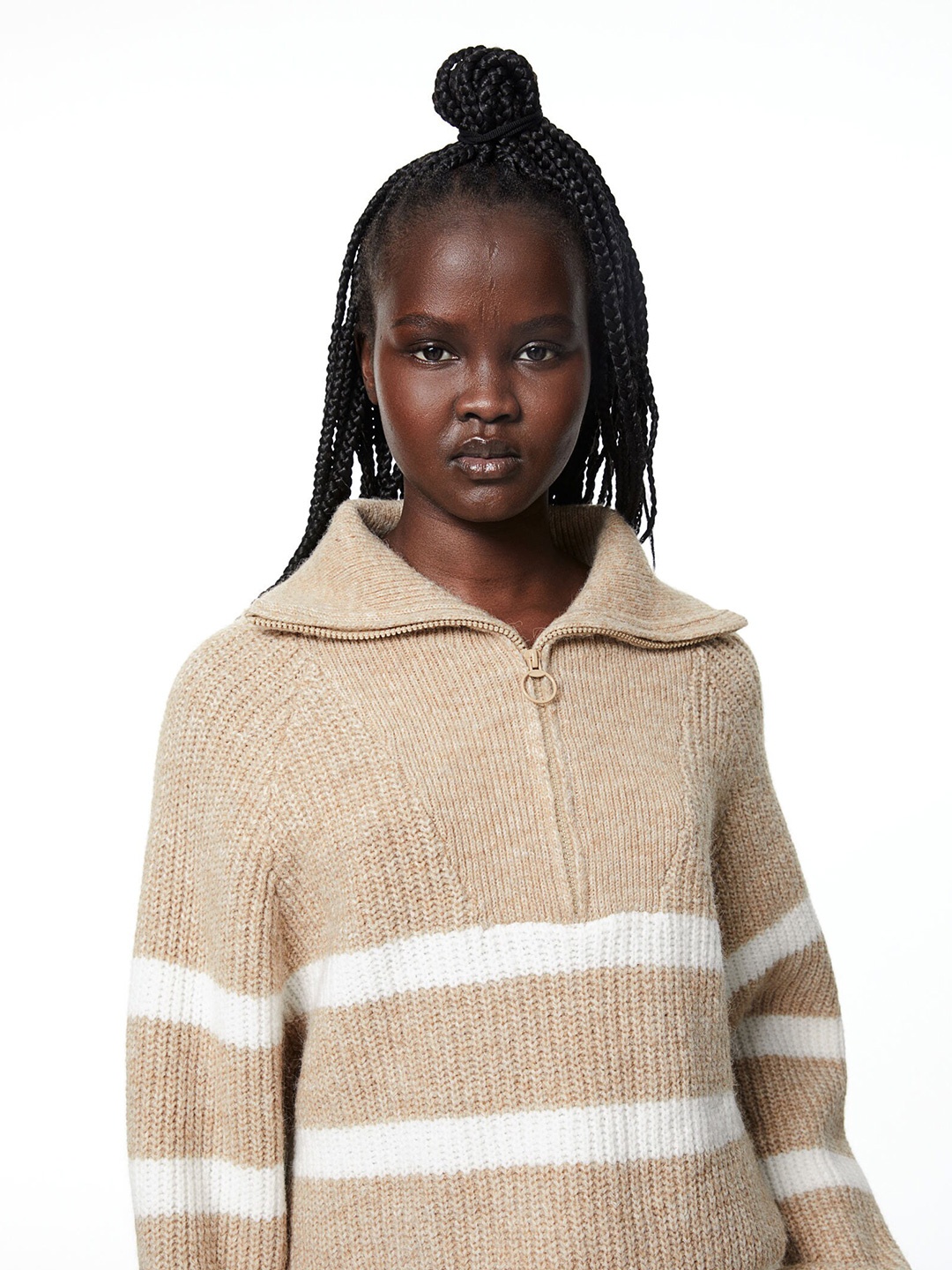 

H&M Oversized Zip-Top Jumper, Beige