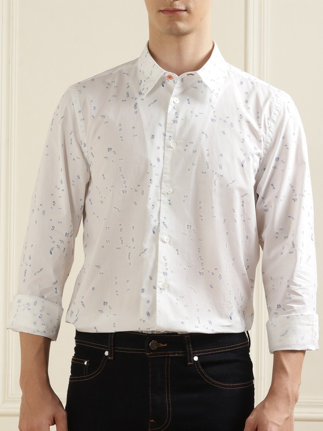 

PS By Paul Smith Abstract Slim Fit Opaque Printed Casual Shirt, White