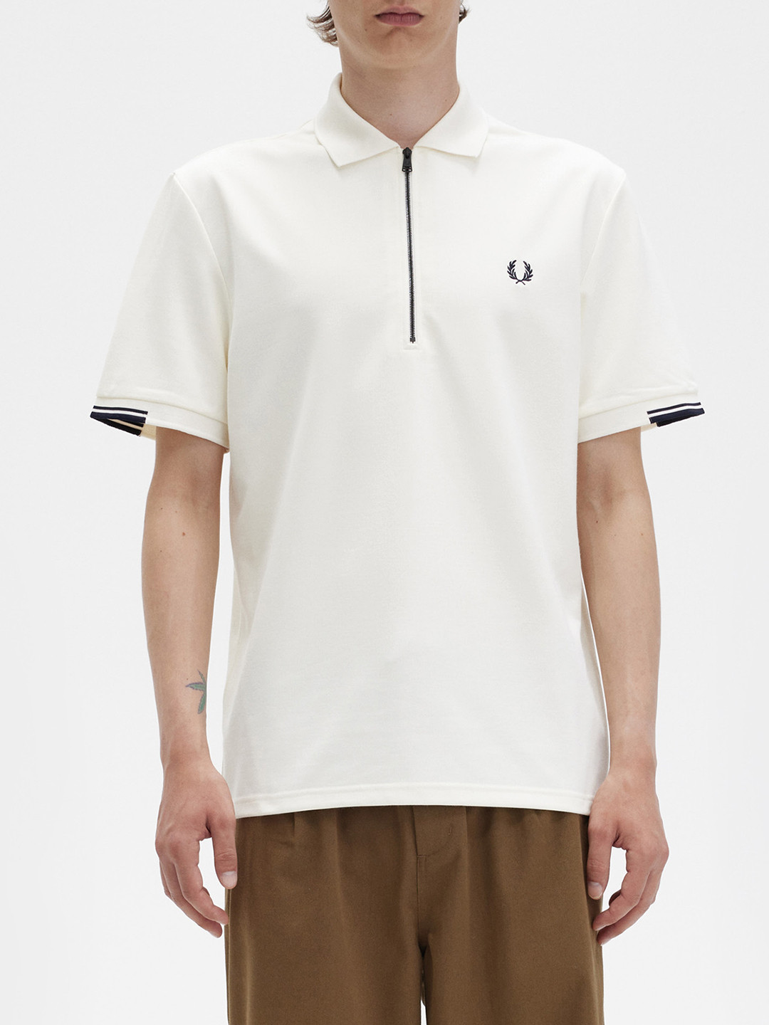 

Fred Perry Cream Polo Collar Short Sleeves Regular Fit T-shirt