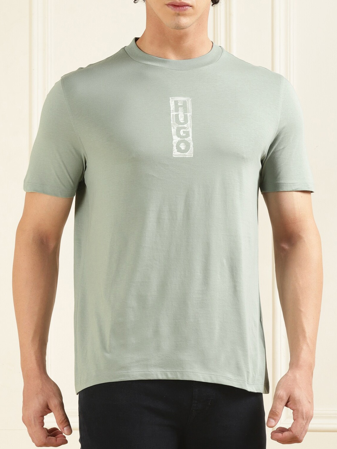 

HUGO Round Neck Pure Cotton T-shirt, Green