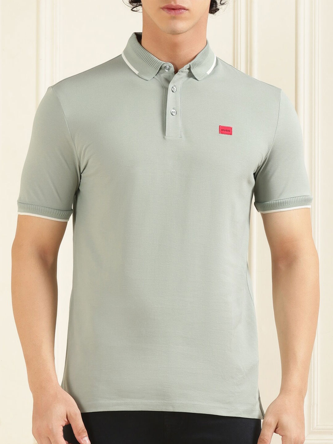 

HUGO Pure Cotton Polo Collar T-shirt, Green