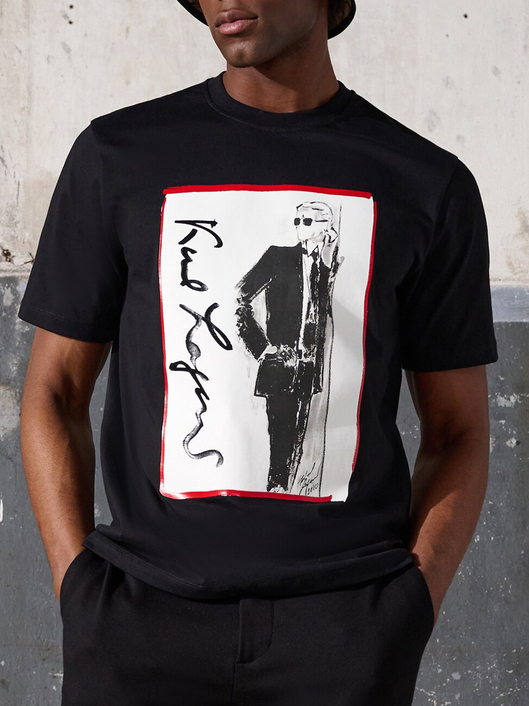 

Karl Lagerfeld Graphic Printed Cotton T-shirt, Black