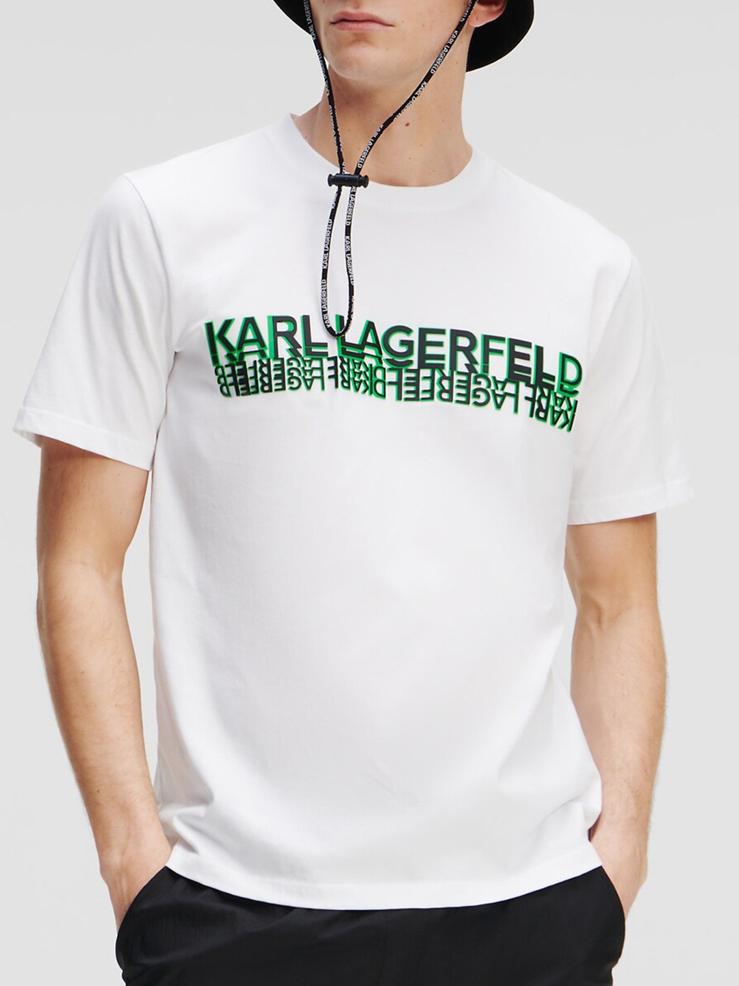 

Karl Lagerfeld Typography Printed Cotton T-shirt, White