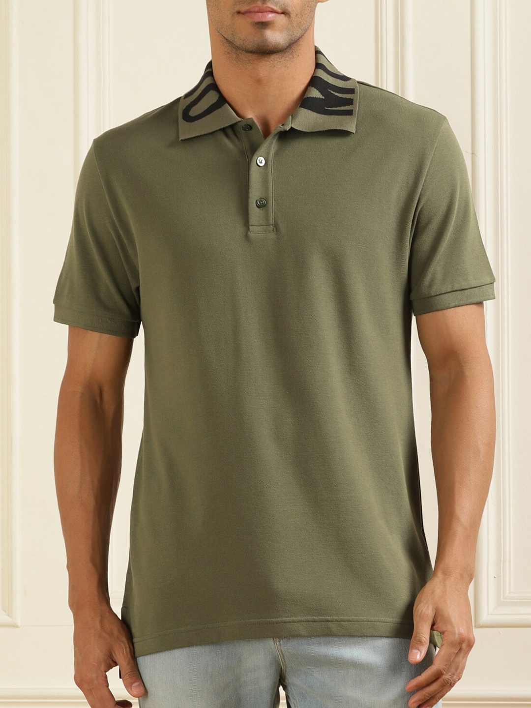 

MOSCHINO COUTURE Pure Cotton Polo Collar T-shirt, Green