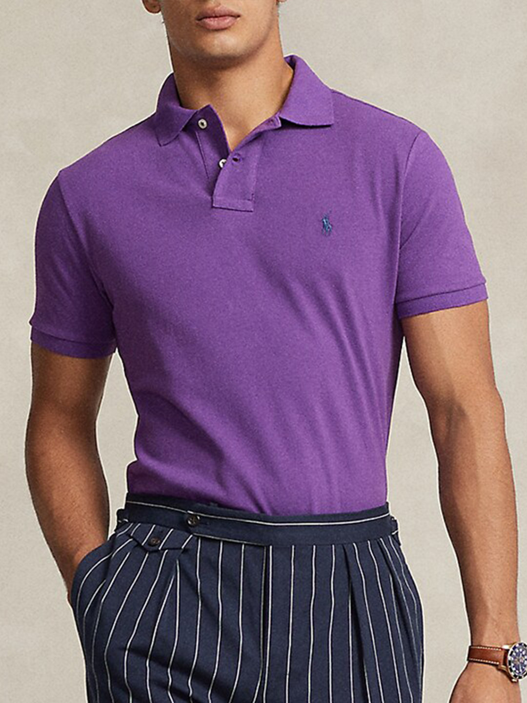 

Polo Ralph Lauren Polo Collar Pure Cotton Slim-Fit T-Shirt, Purple