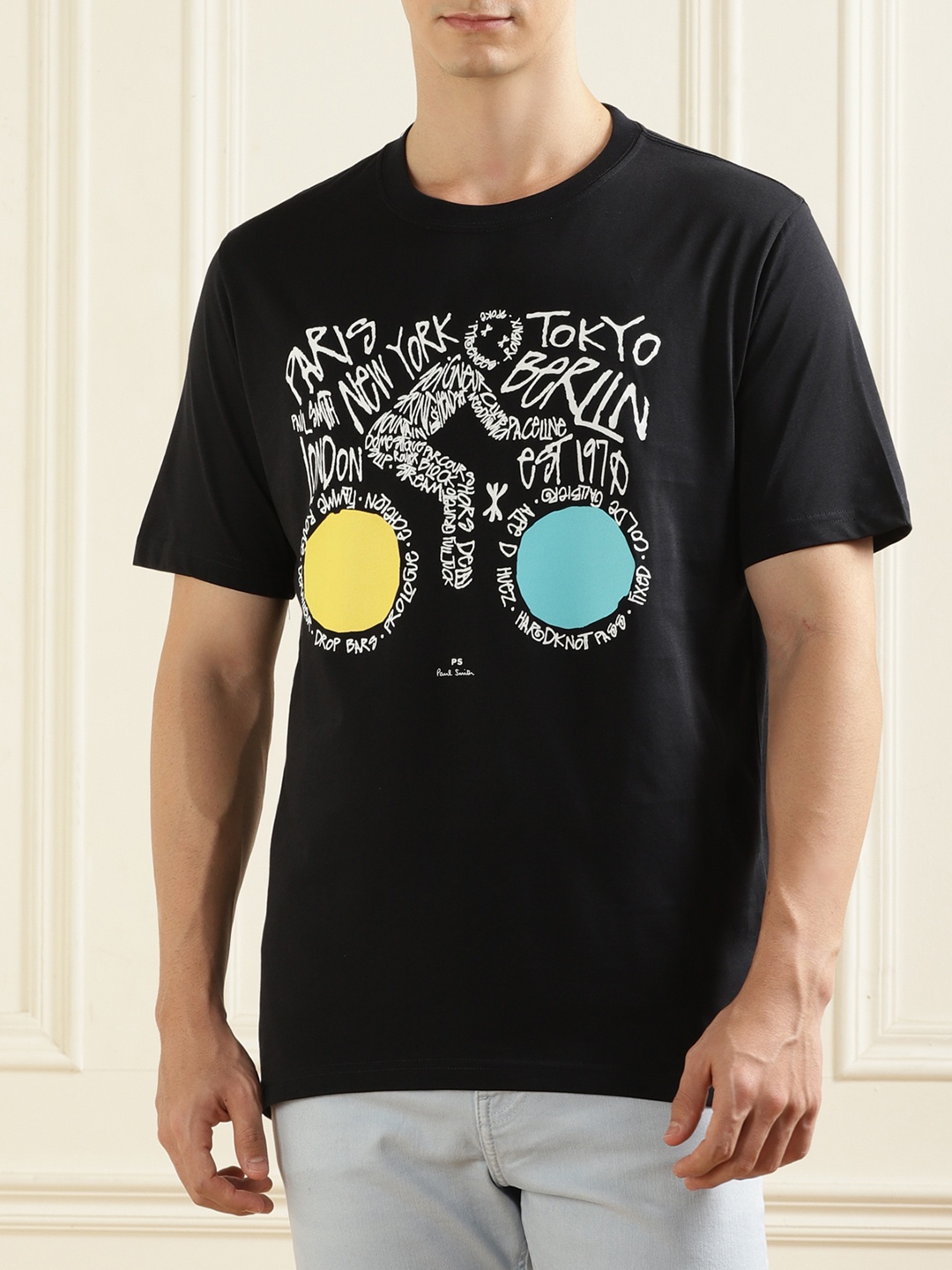 

PS By Paul Smith Graphic Printed Pure Cotton T-Shirt, Black