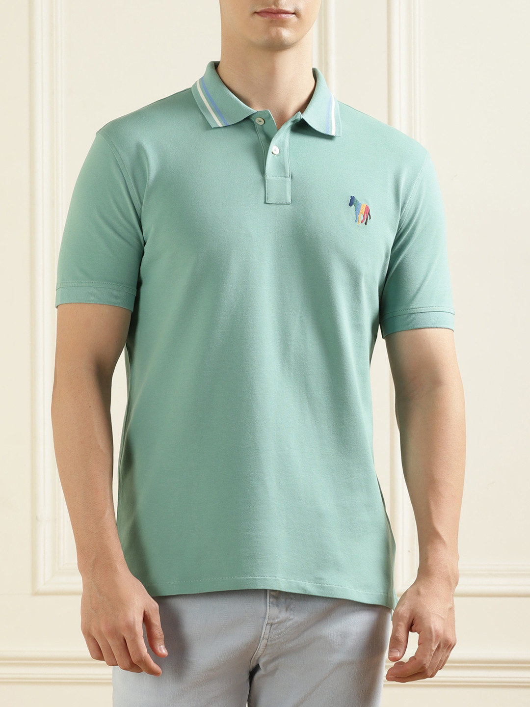 

PS By Paul Smith Polo Collar Cotton T-Shirt, Blue