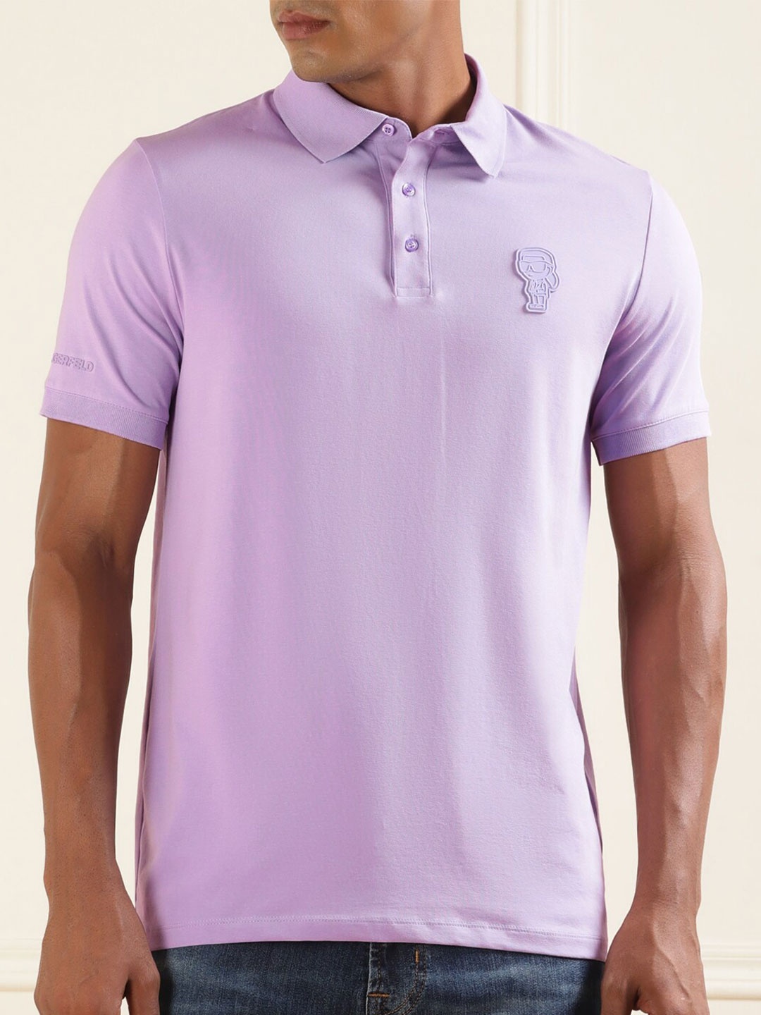 

Karl Lagerfeld Polo Collar Cotton T-shirt, Purple