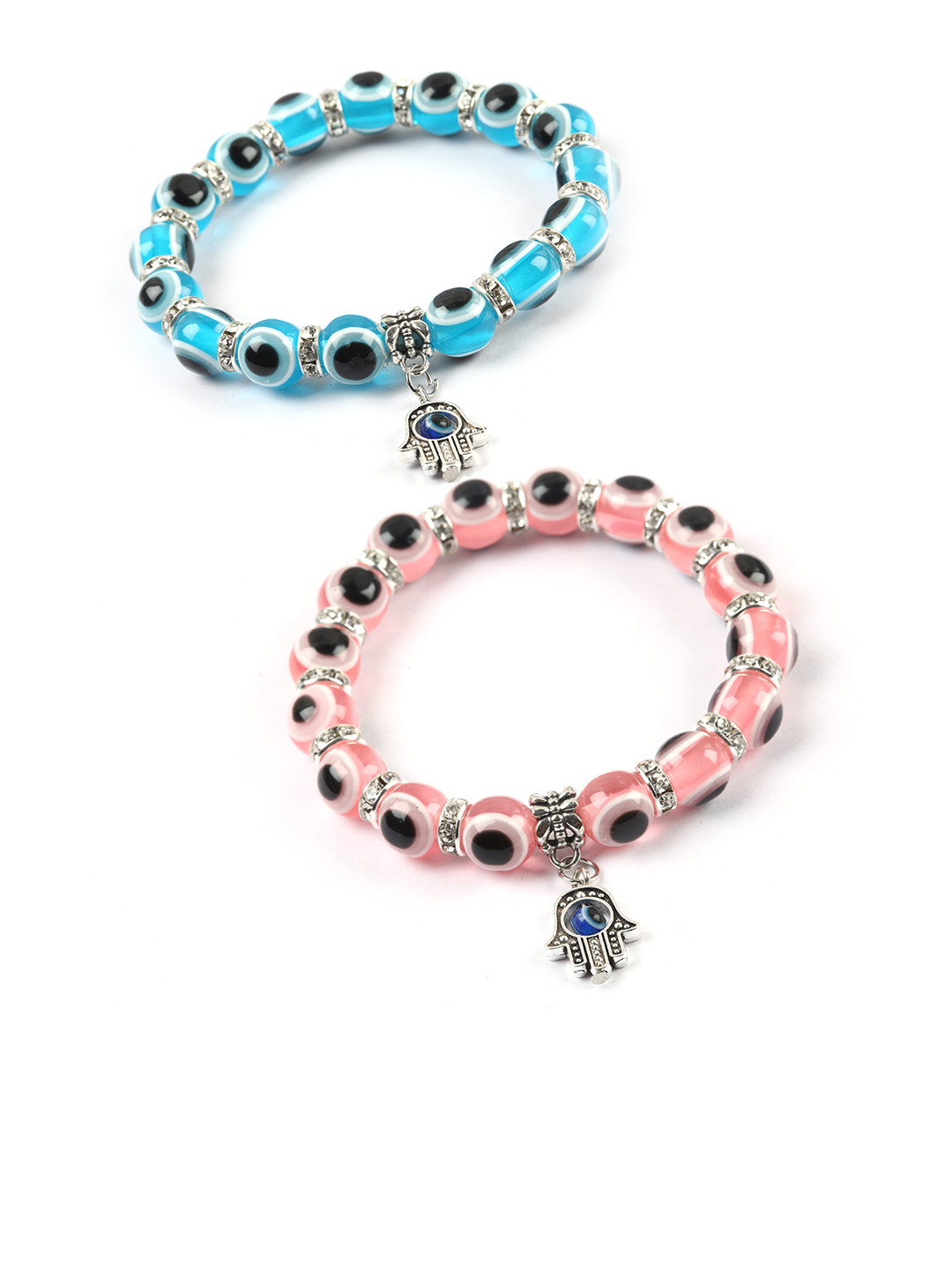 

EL REGALO Bhaiya Bhabhi Set Of 2 Evil Eye Charm Rakhi Combo, Pink