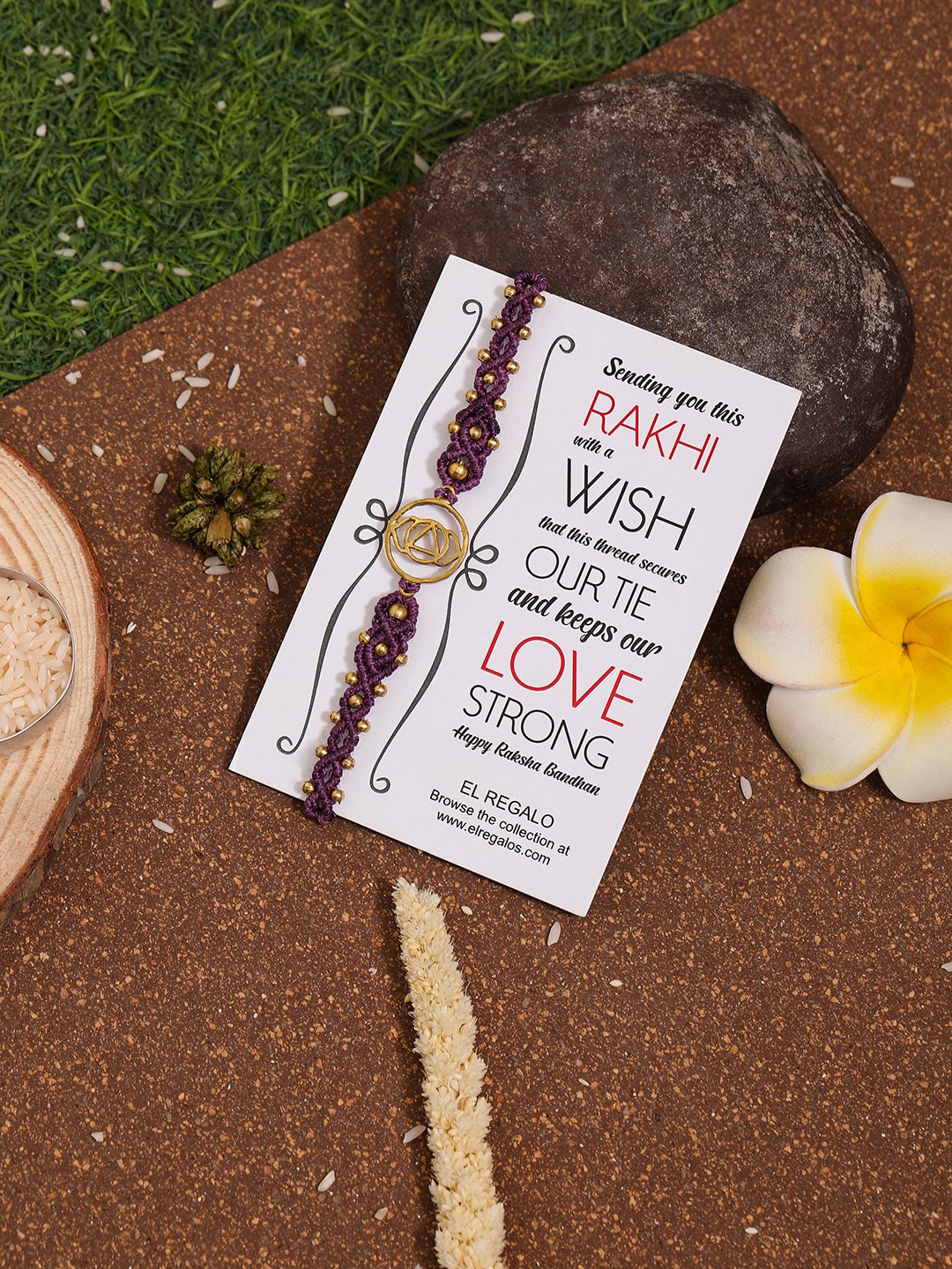

EL REGALO Men Charm Detail Rakhis With Roli & Chawal, Purple