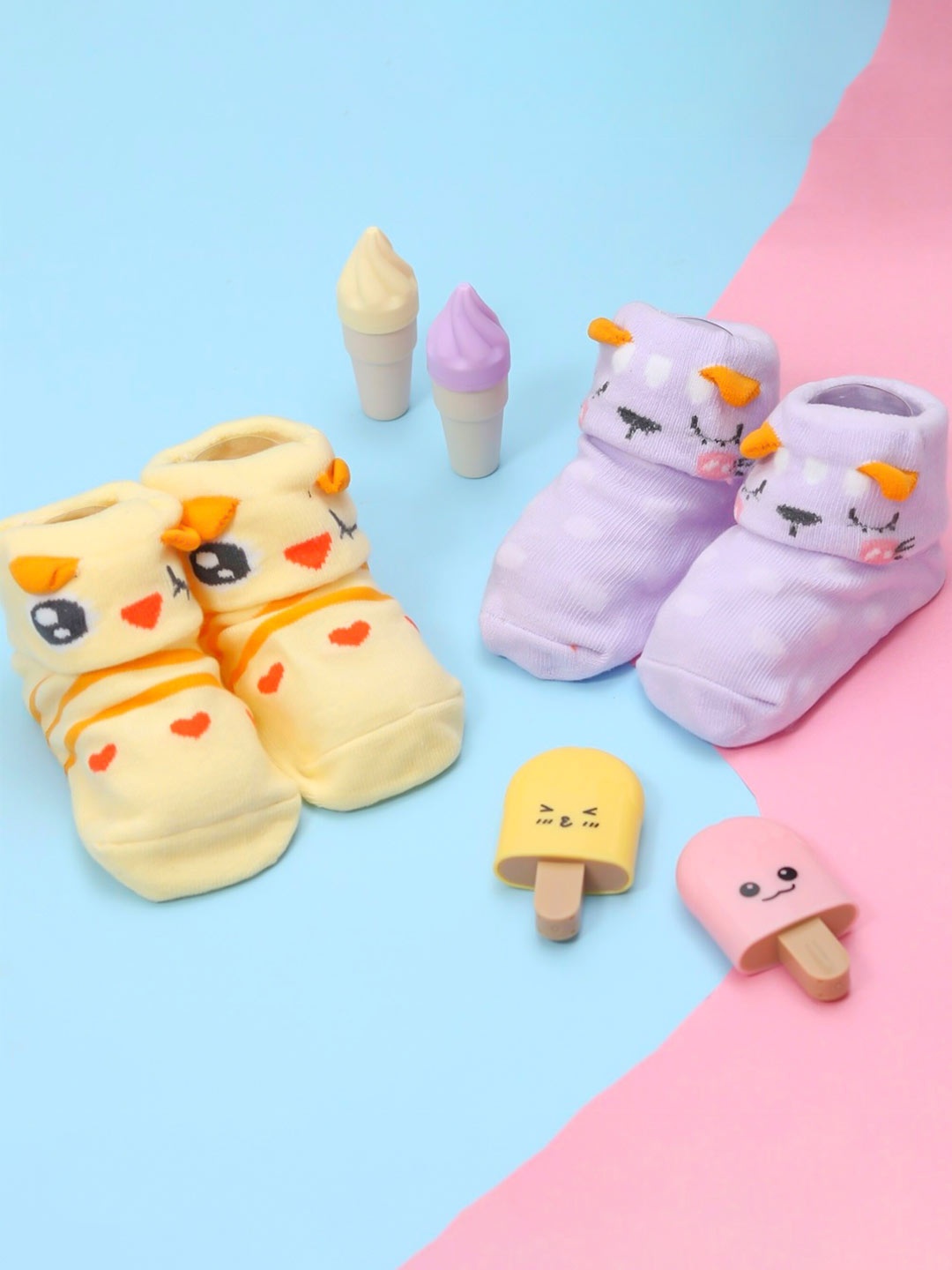 

Yellow Bee Infant Girls Pack Of 2 Patterned Ankle-Length Socks