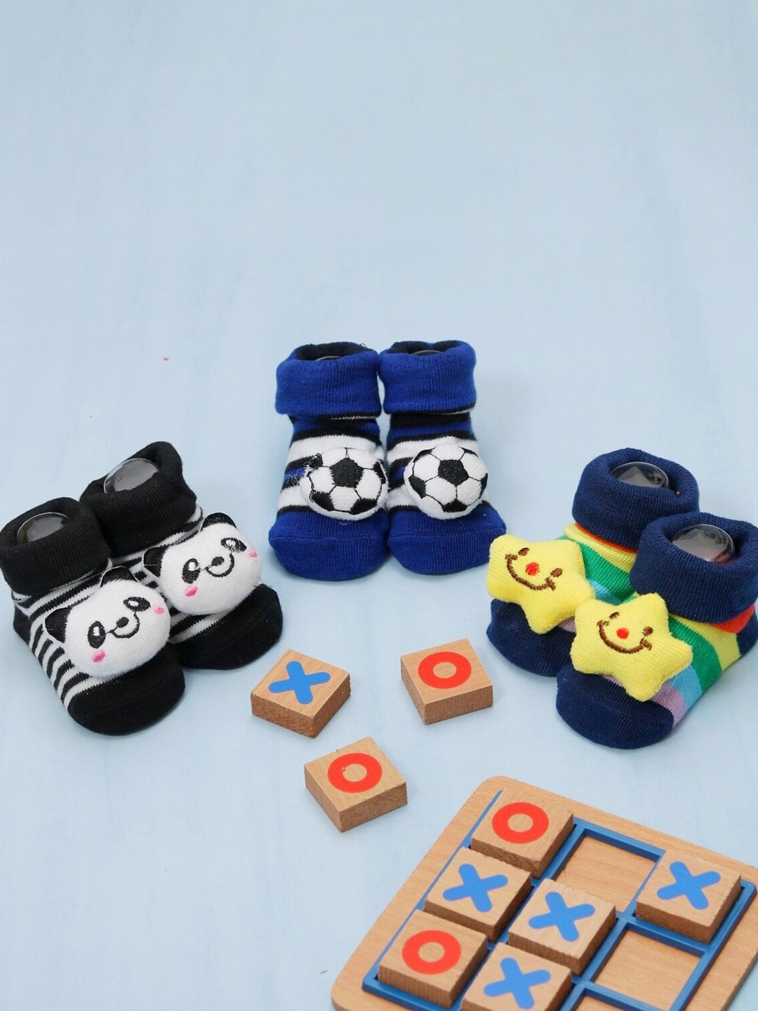 

Yellow Bee Infant Boys Pack Of 3 Patterned Cotton Ankle-length Socks, Navy blue
