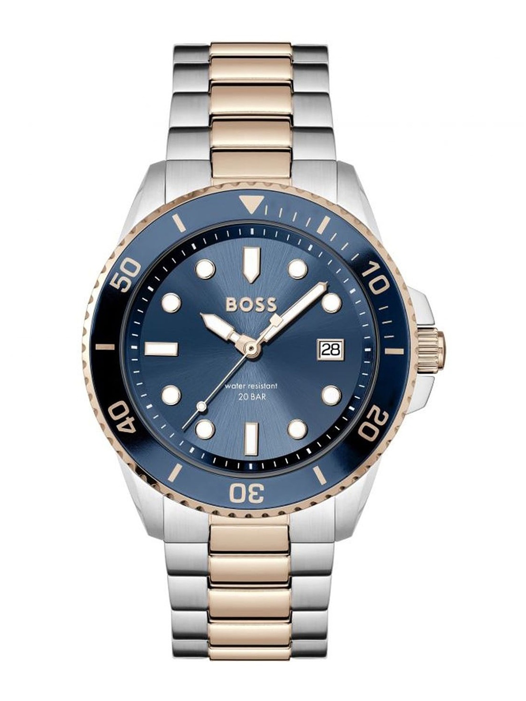 

BOSS Men Embellished Dial & Stainless Steel Bracelet Style Straps Analogue Watch 01514012, Blue