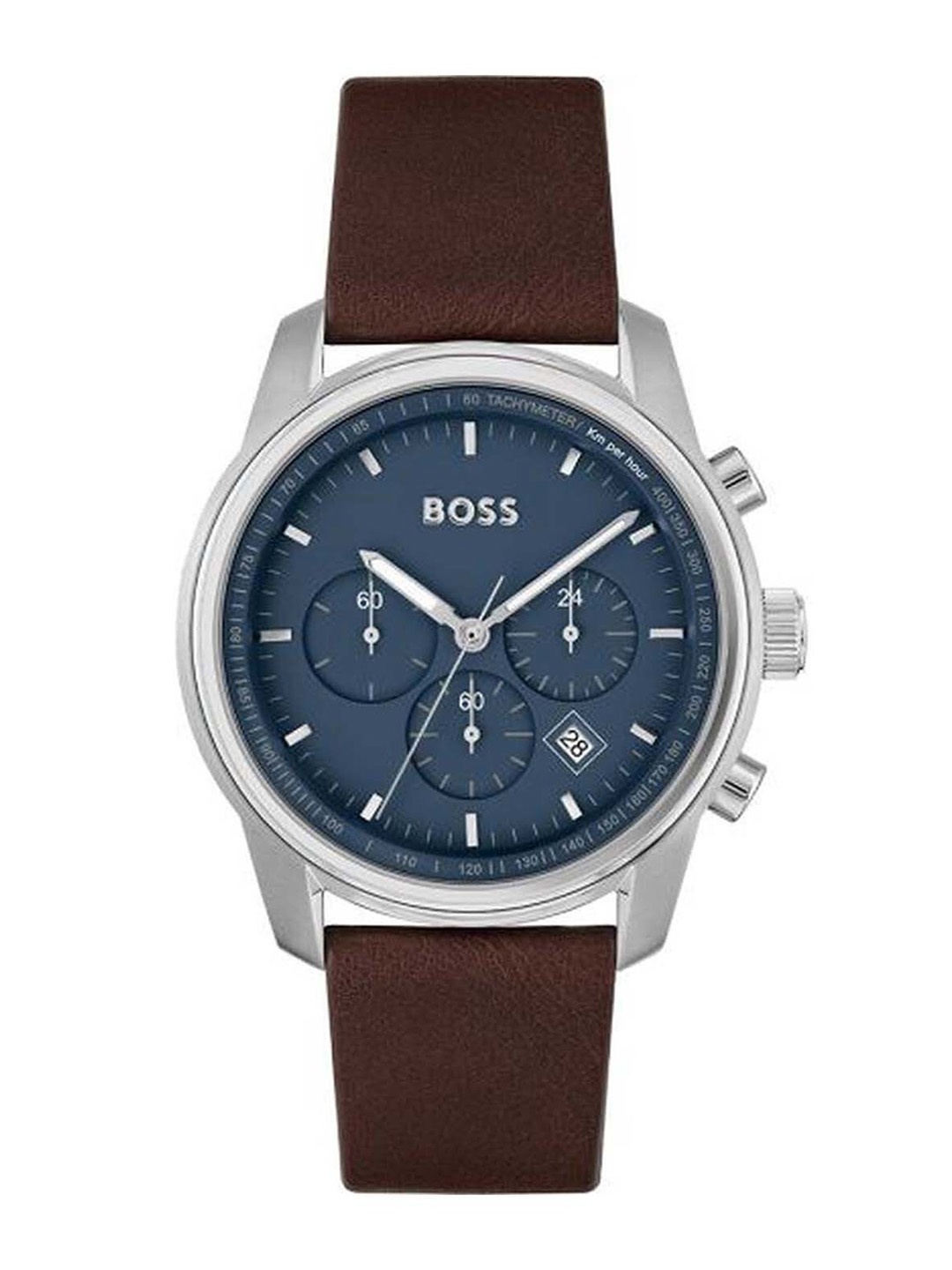 

BOSS Trace Men Leather Straps Analogue Chronograph Watch 01514002, Blue