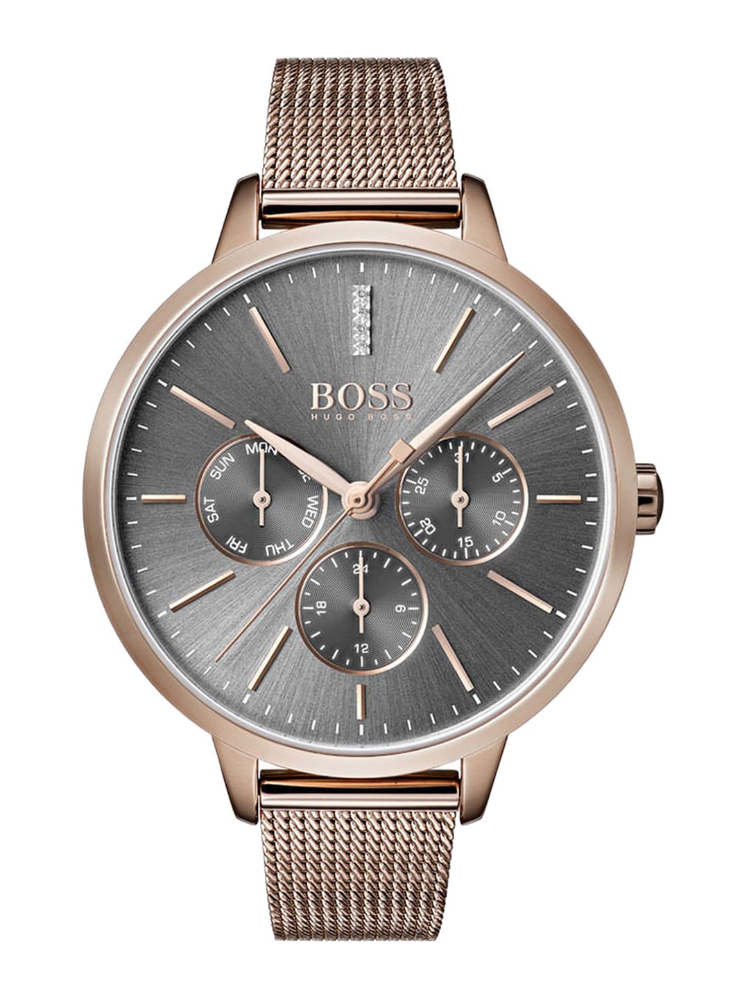 

BOSS Women Brass Dial Bracelet Style Straps Analogue Multi Function Watch 01502424, Grey