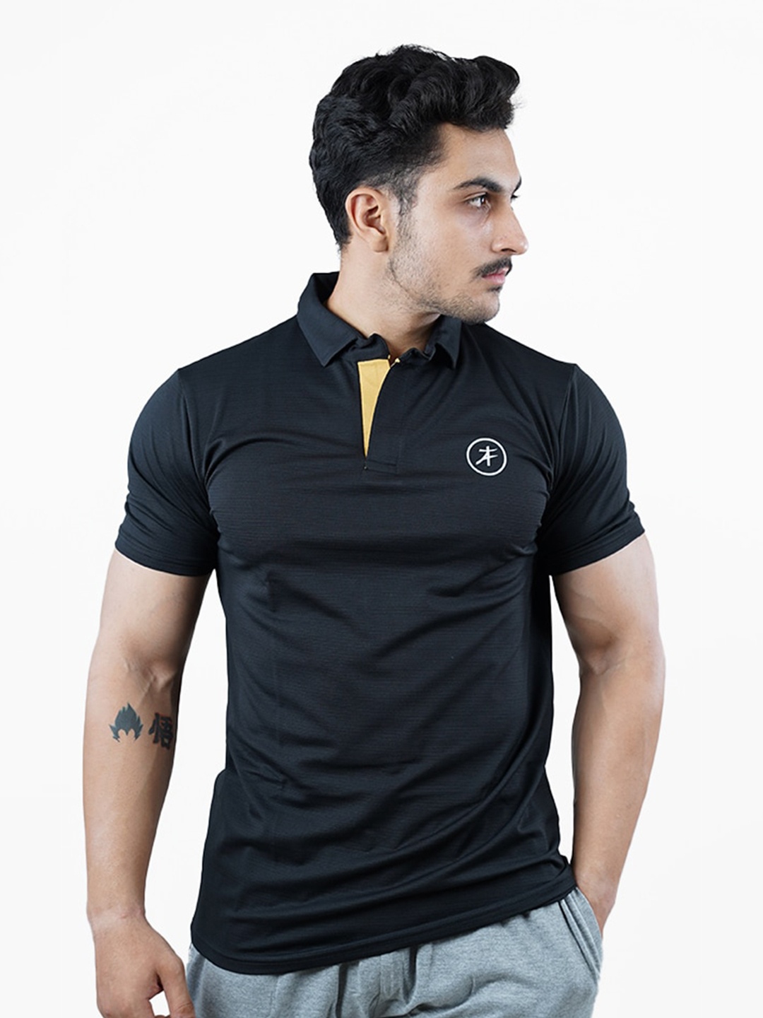 

Athflex Regular Fit Polo Collar T-Shirt, Black