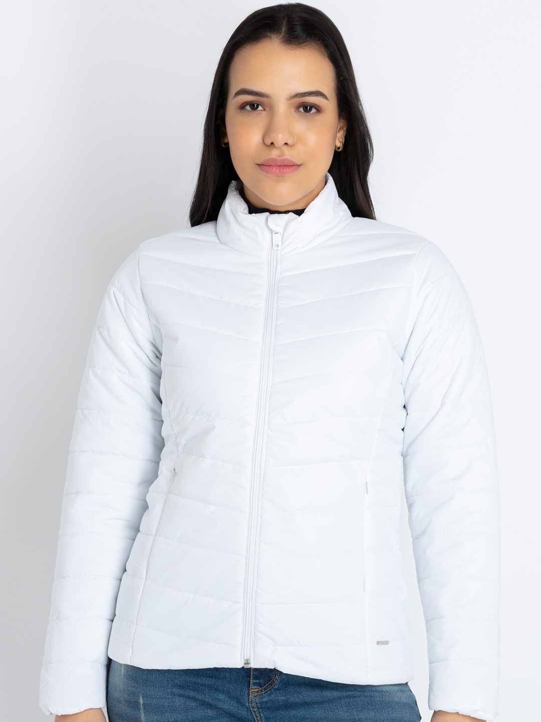 

Status Quo Mock Collar Padded Jacket, White