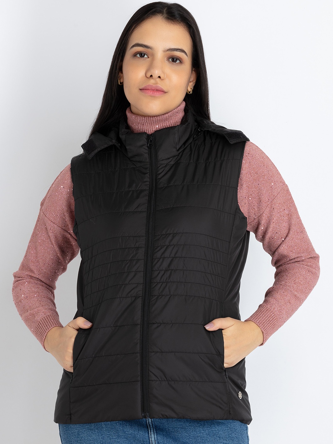 

Status Quo Sleeveless Hooded Quilted Jacket, Black