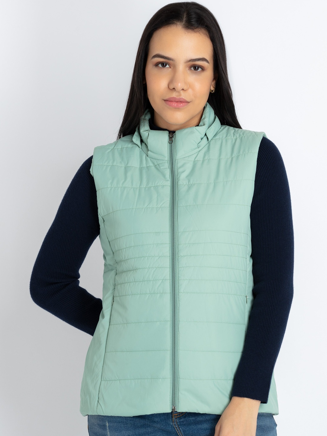 

Status Quo Detachable Hooded Quilted Jacket, Sea green