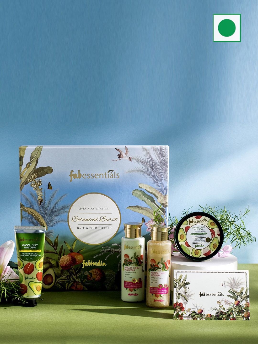 

fabessentials 4Pcs Avocado Lychee Body Lotion & Body Wash-100ml-Foot Cream-100g -Hand Cream-50g, Multi