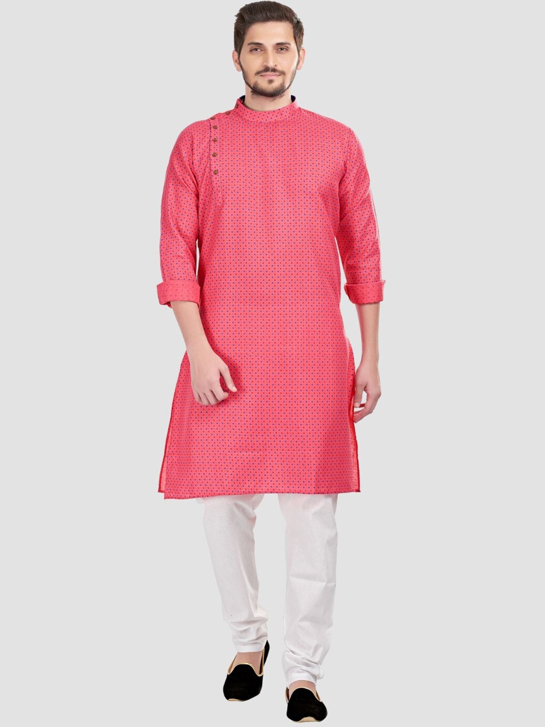 

SHIWAM ETHNIX Ethnic Motifs Printed Pure Cotton Straight Kurta, Pink