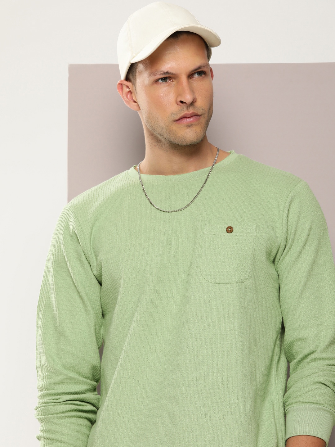 

DILLINGER Men Self Design Regular Fit T-shirt, Green