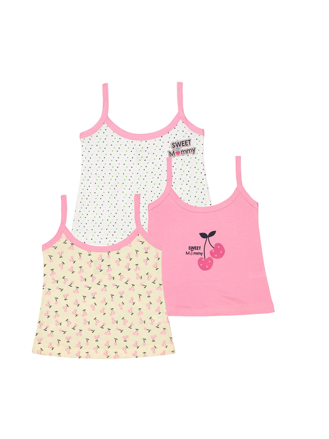 Bodycare Infant Girls Pack of 3 Assorted Cotton Innerwear Vests