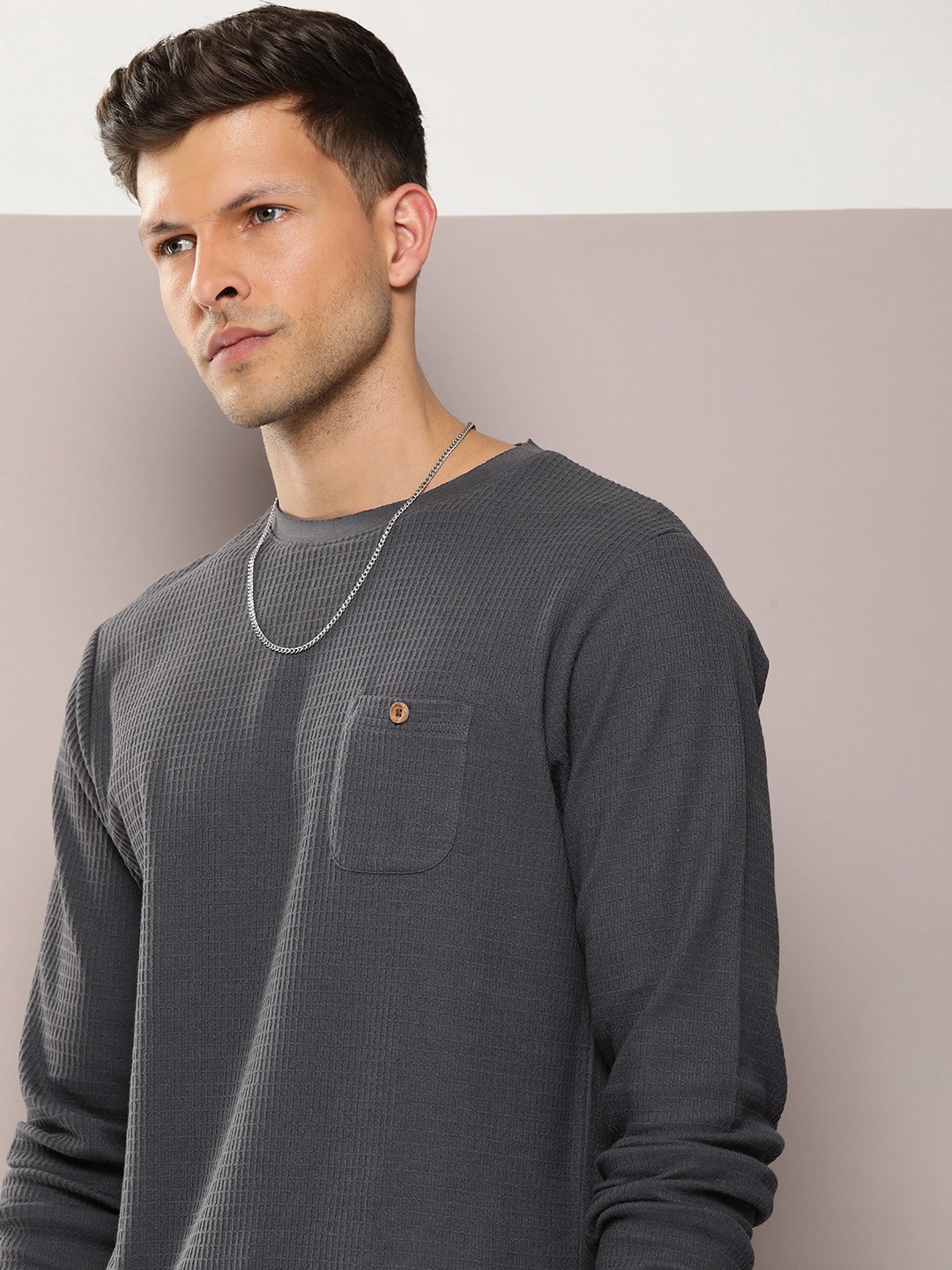 

DILLINGER Men Pure Cotton Pockets T-shirt, Grey