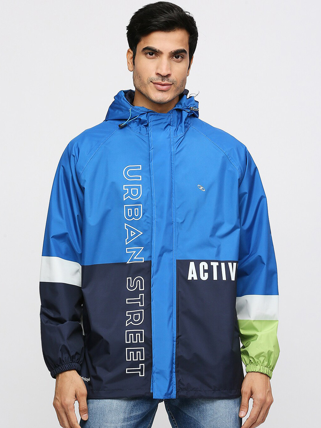 

Zeel Colorblocked Waterproof Rain Jacket, Blue