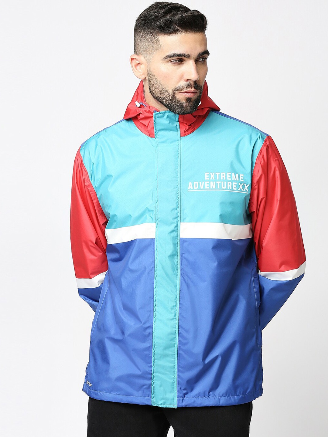 

Zeel Colourblocked Waterproof Rain Jacket, Blue