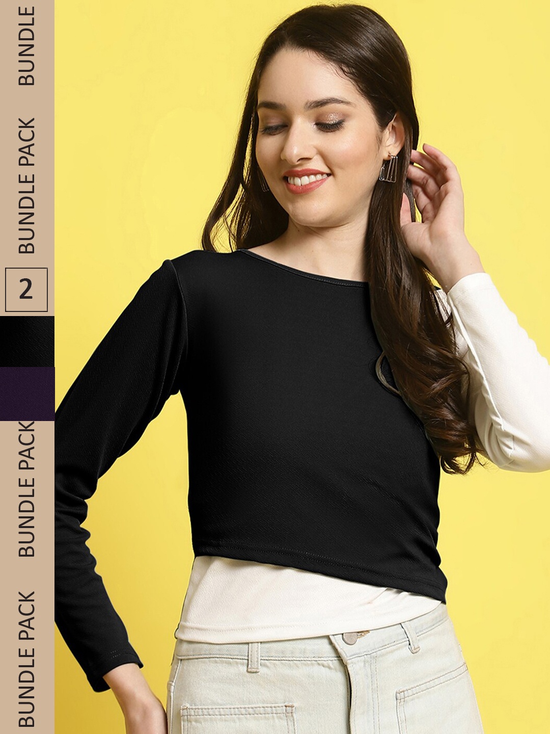 

Fabflee Pack Of 2 Solid Tops, Black