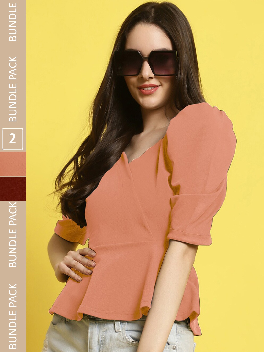 

Fabflee Pack Of 2 Regular Top, Orange