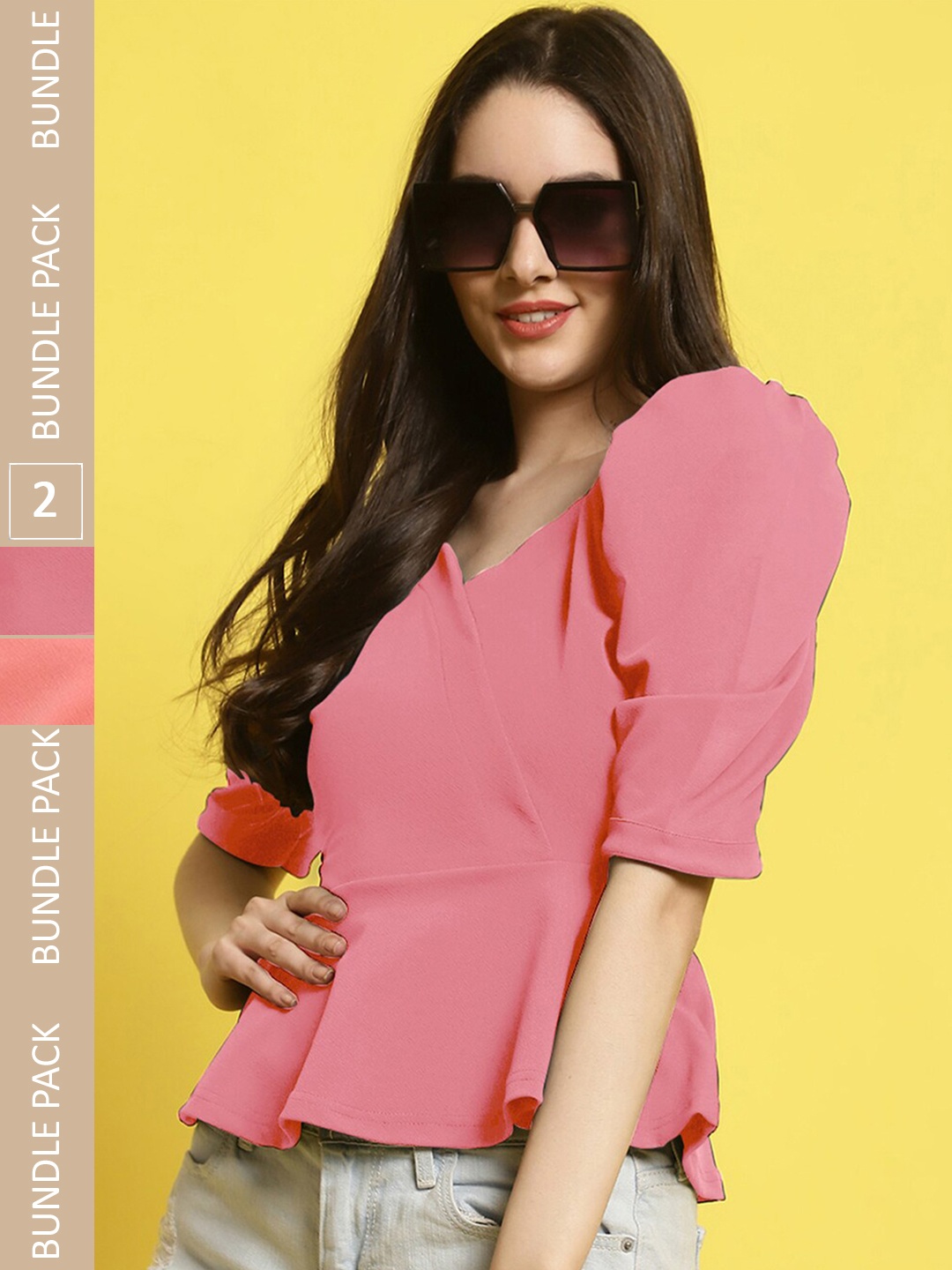 

Fabflee Pack Of 2 Regular Top, Pink