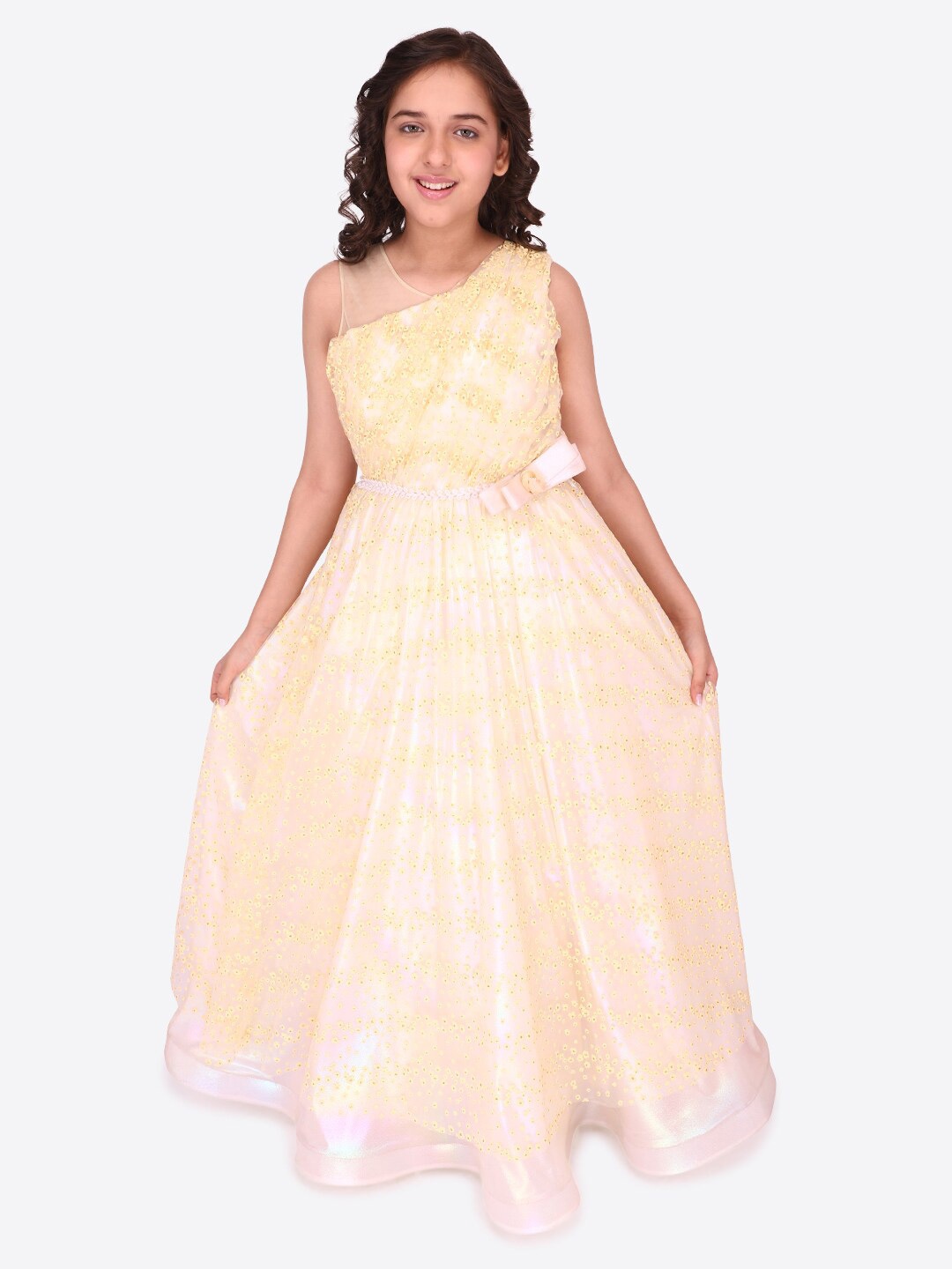 

CUTECUMBER Girls Embellished Applique Maxi Dress, Pink