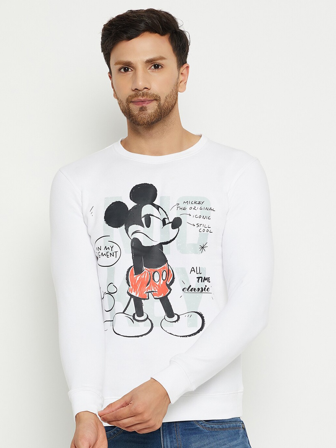 

Wear Your Mind Mickey Mouse Graphic Printed Sweatshirt, White