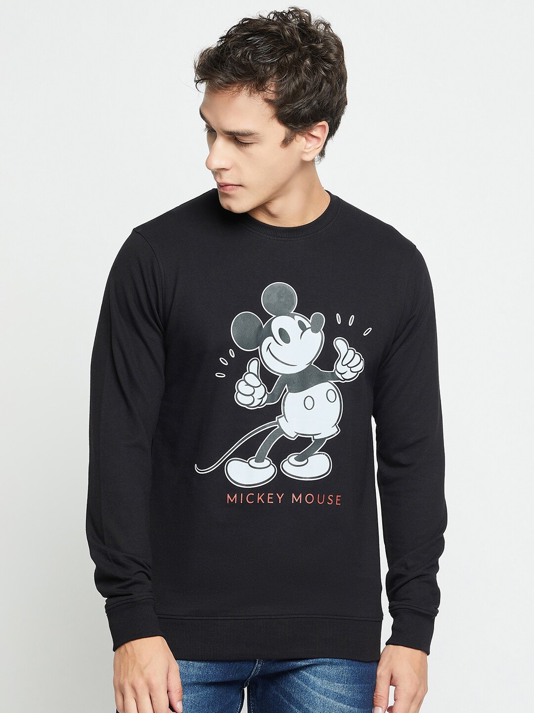 

Wear Your Mind Mickey Mouse Printed Pullover, Black