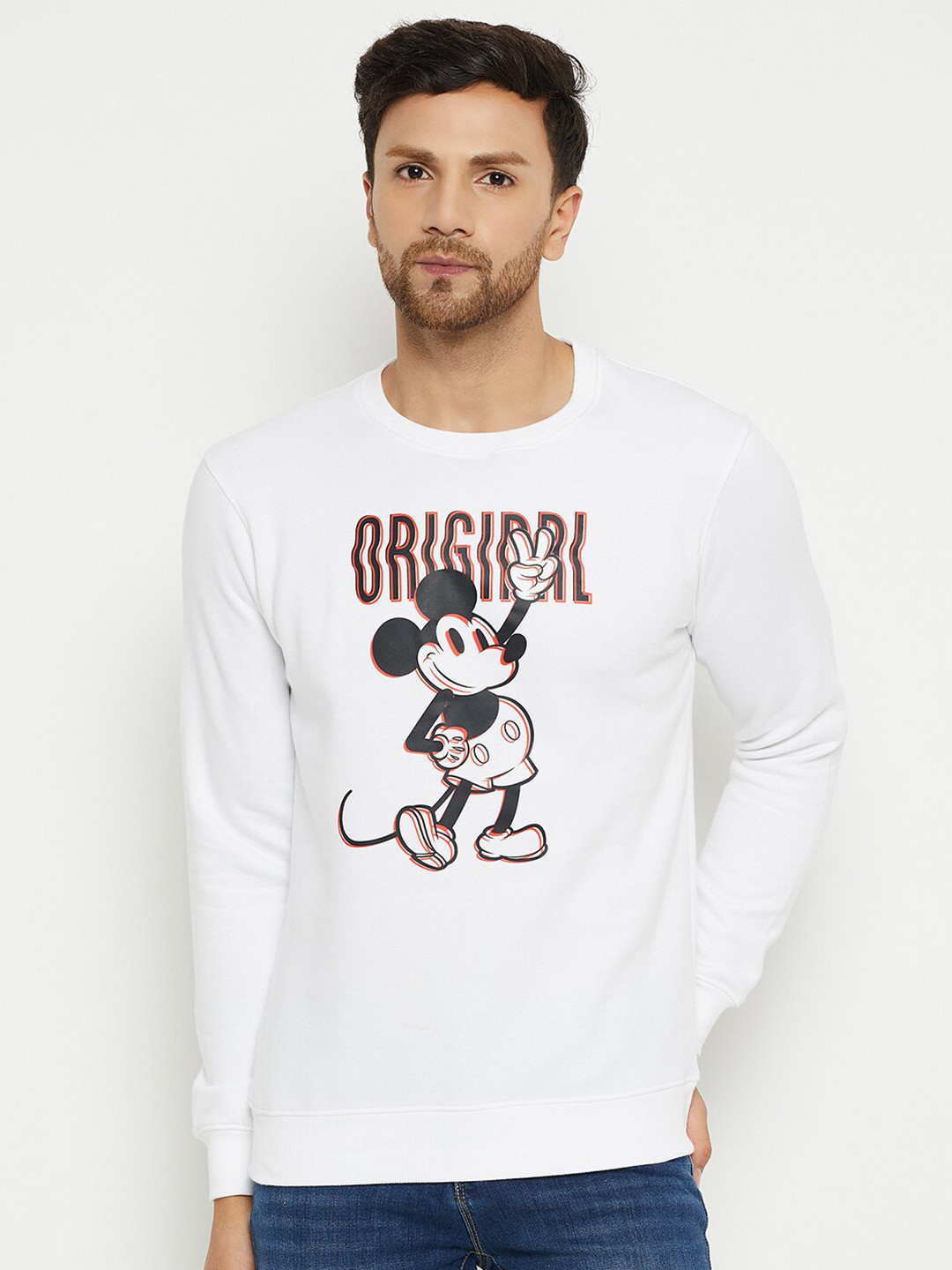 

Wear Your Mind Mickey Mouse Printed Pullover, White