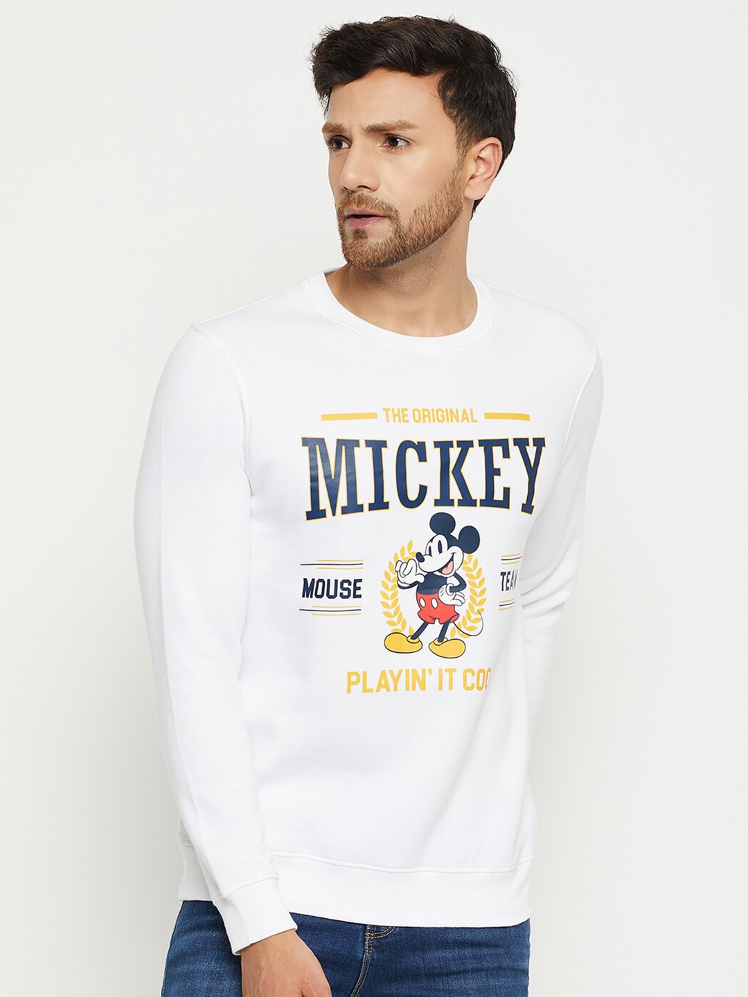 

Wear Your Mind Mickey Mouse Graphic Printed Sweatshirt, White