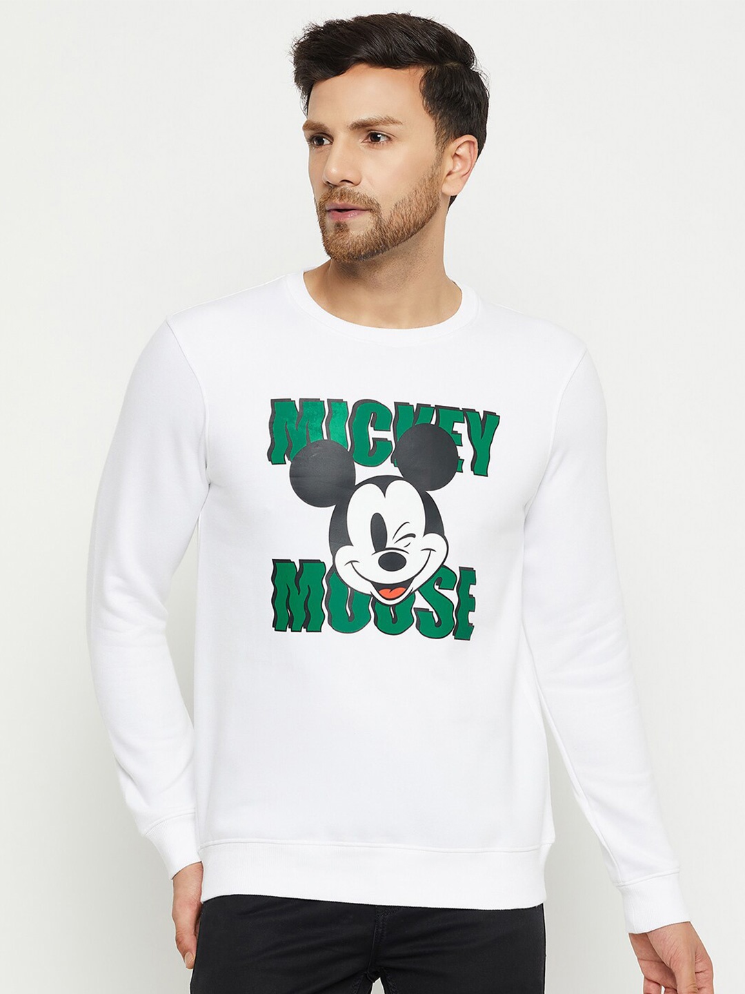 

Wear Your Mind Mickey Mouse Printed Pullover Sweatshirt, White