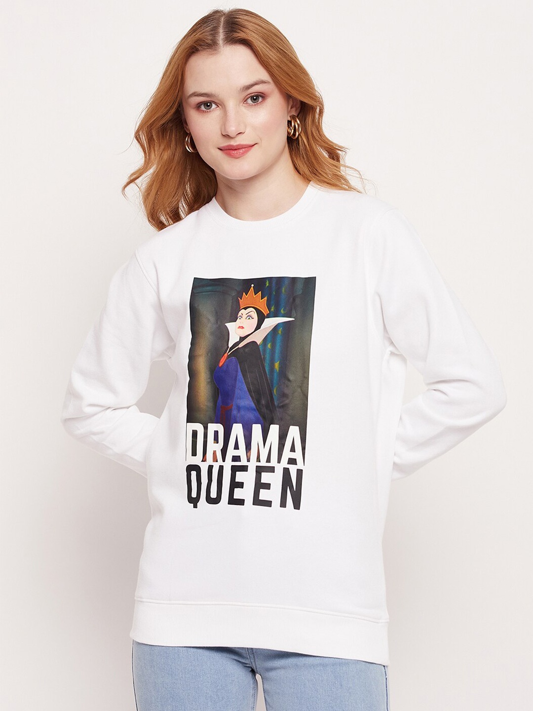 

Wear Your Mind Disney Princess Graphic Printed Cotton Sweatshirt, White