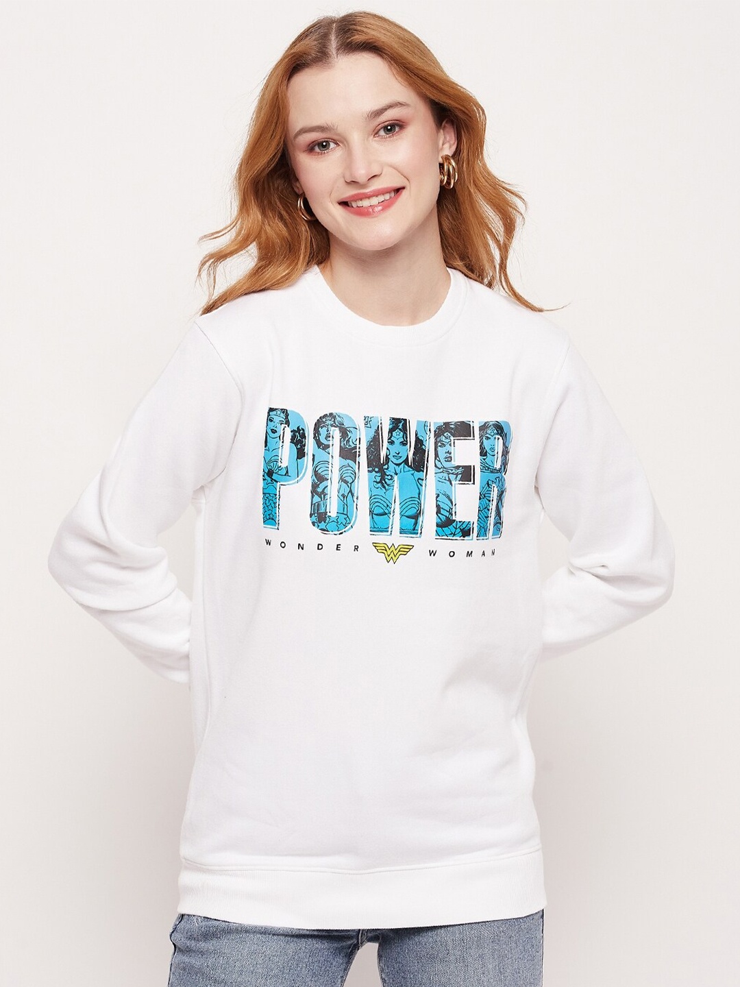 

Wear Your Mind Wonder Women Printed Pullover, White