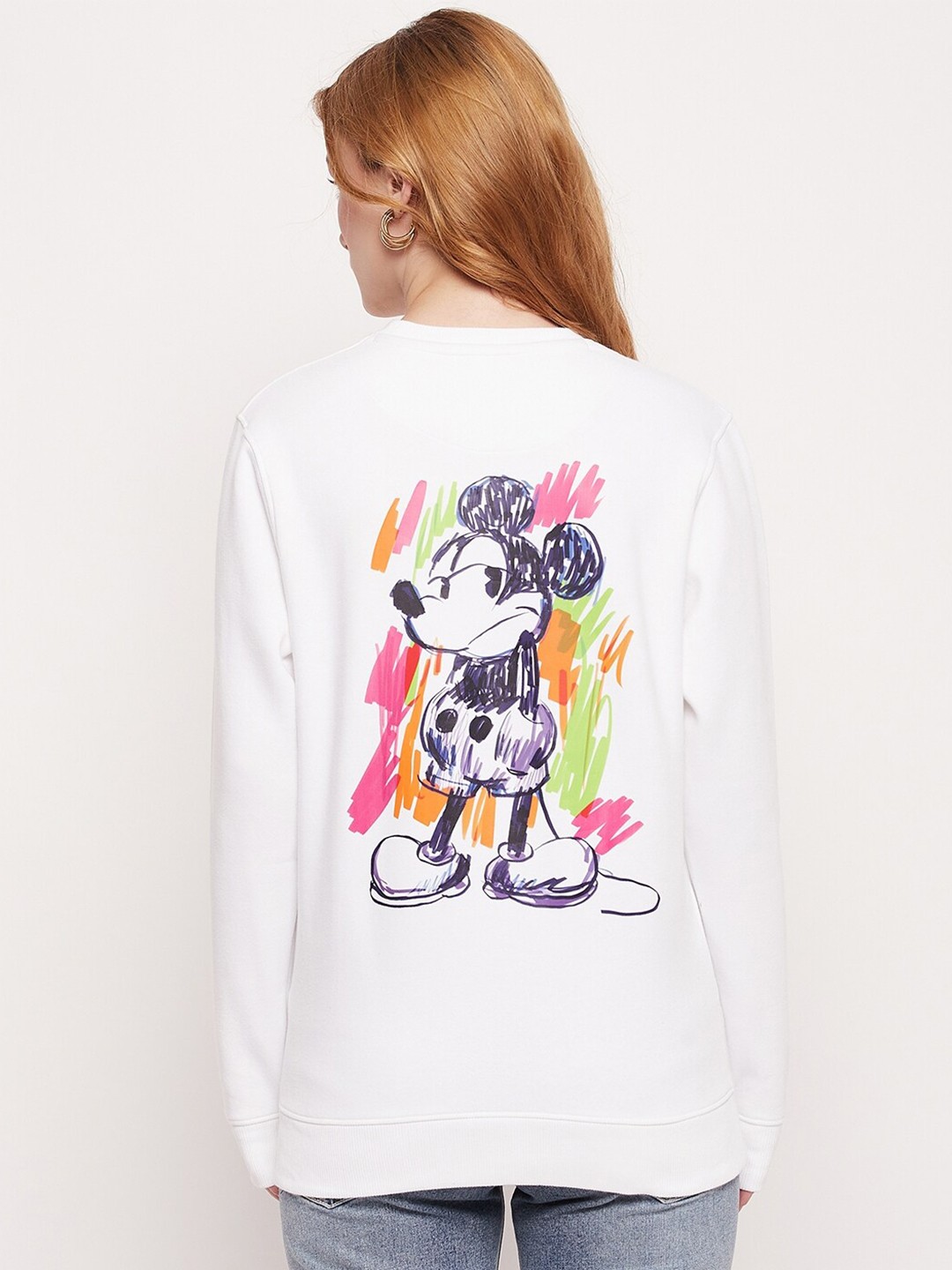 

Wear Your Mind Mickey Mouse Printed Pullover Sweatshirt, White