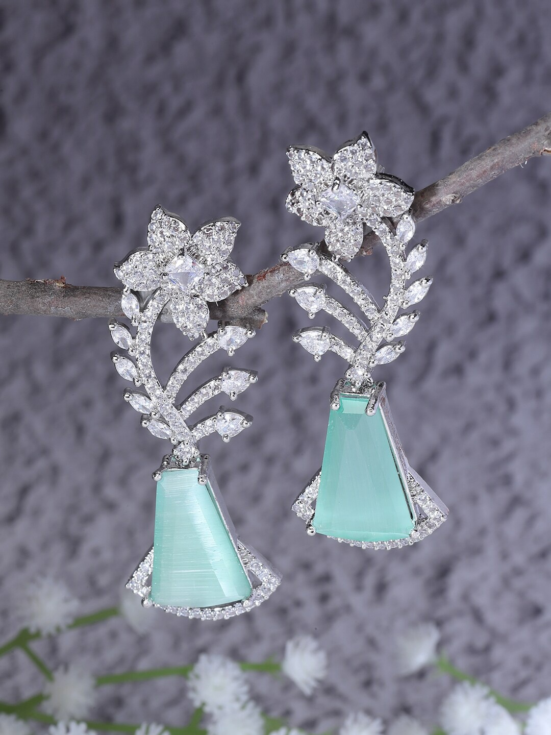 

ZENEME Rhodium-Plated Drop Earrings, Silver