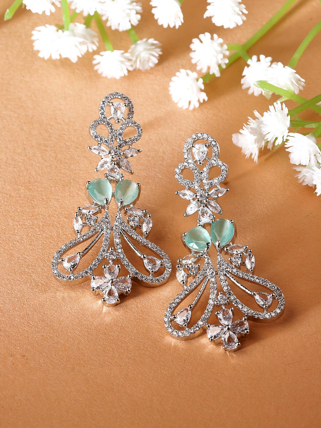 

ZENEME Rhodium-Plated Drop Earrings, Silver