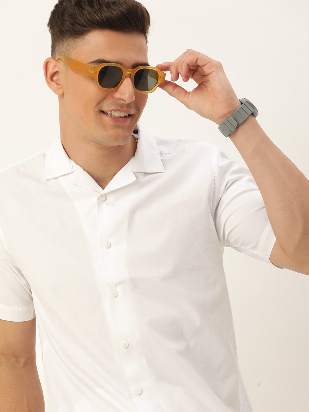 

Harvard Men Classic Slim Fit Cuban Collar Pure Cotton Casual Shirt, White