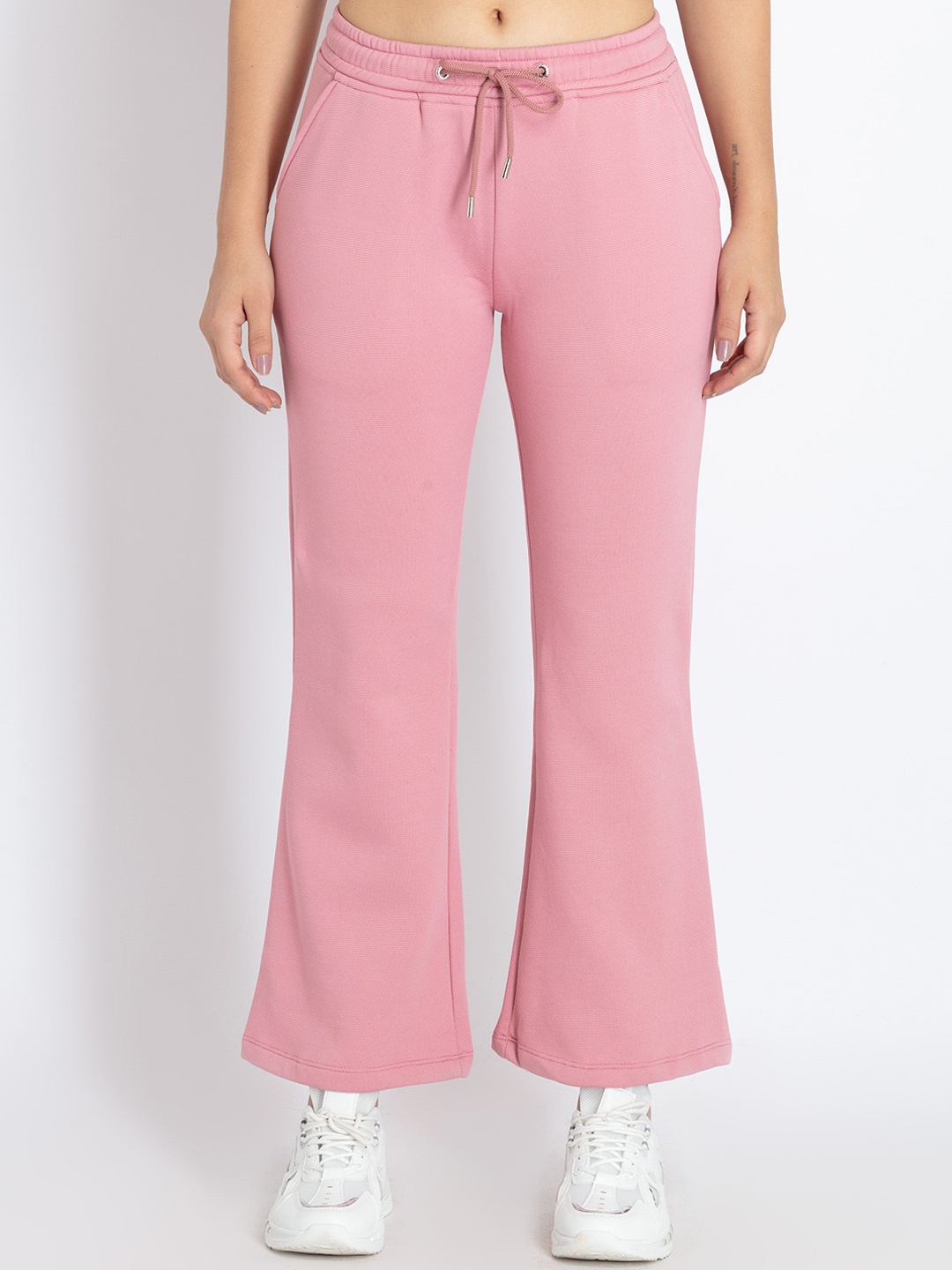 

Status Quo Women Mid-Rise Wide Leg Track Pants, Pink