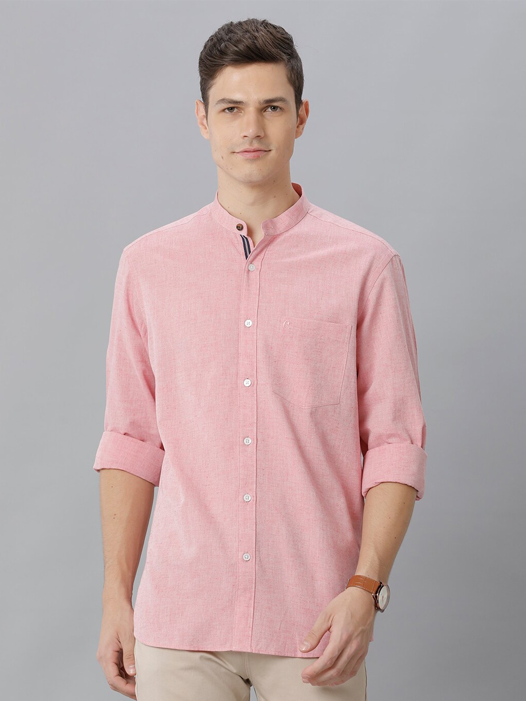 

CAVALLO by Linen Club Contemporary Regular Fit Casual Shirt, Pink