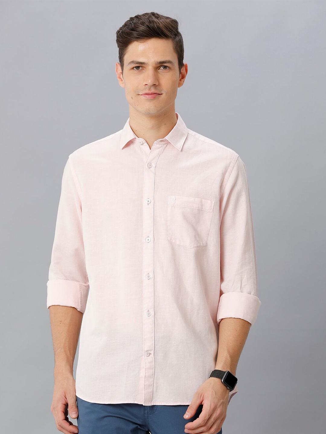 

CAVALLO by Linen Club Contemporary Fit Cotton Linen Casual Shirt, Pink